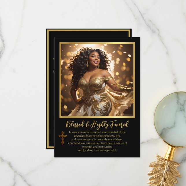 Cartão De Agradecimento Mulher étnica abençoada e espirituosa altamente fa (Frente/Verso In Situ)