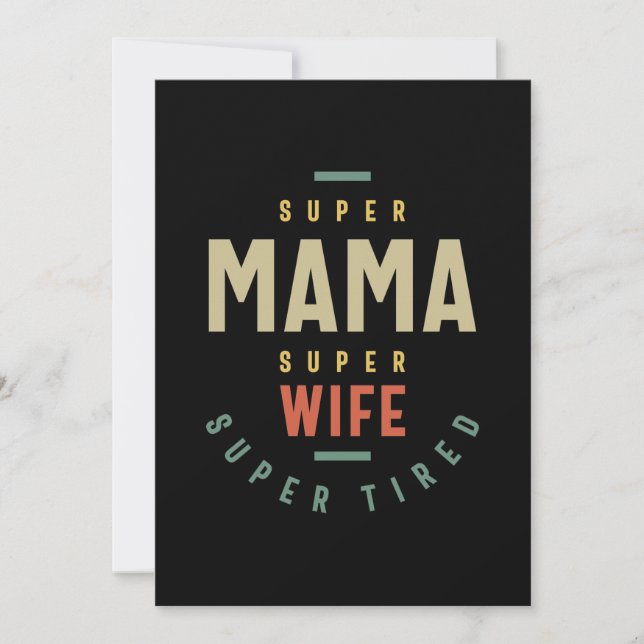 Cartão De Agradecimento Mulher Super Mama Super Esposa - Mãe Presente (Frente)