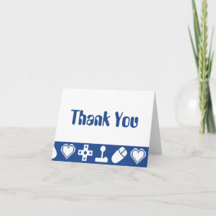 Cartão De Agradecimento Multiplayer Mode in Blue Thank You Card