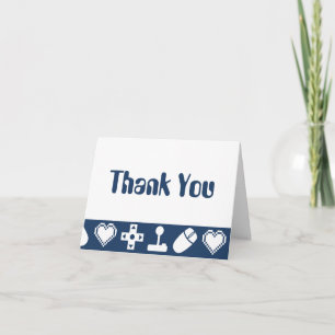 Cartão De Agradecimento Multiplayer Mode in Navy Thank You Card
