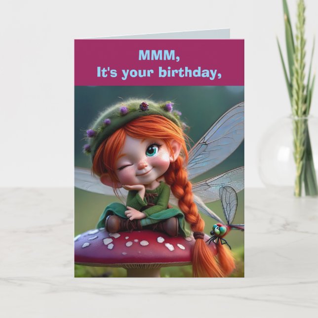 CARTÃO DE AGRADECIMENTO MUSHROOM FAIRY BIRTHDAY CARD (Frente)