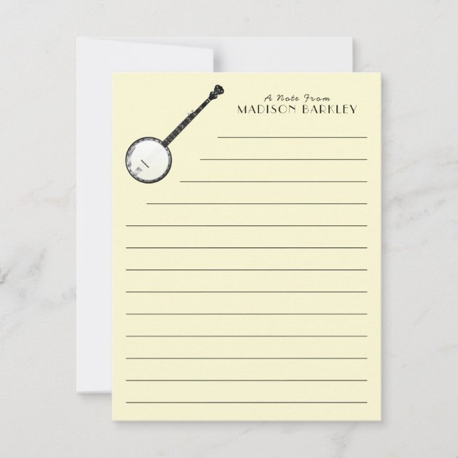 Cartão De Agradecimento Música Banjo Musical (Frente)