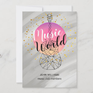 Cartão De Agradecimento Música Guitar Obrigado Watercolor Nature Cinza