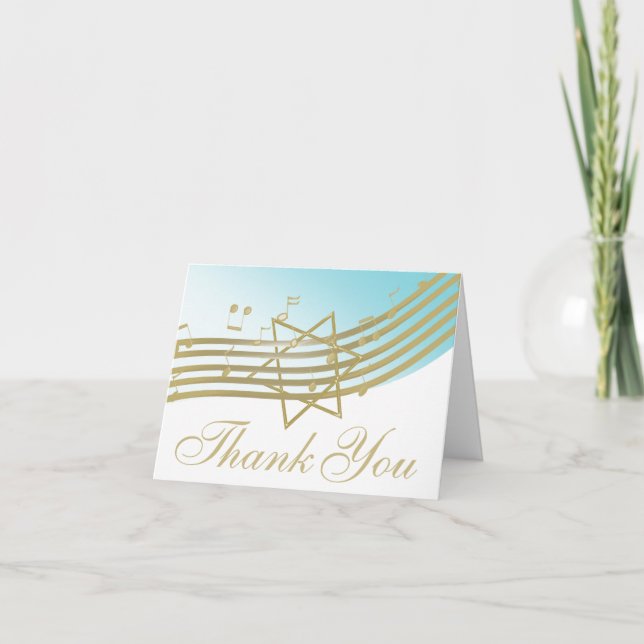 Cartão De Agradecimento Música no Ar Obrigado Nota (Frente)