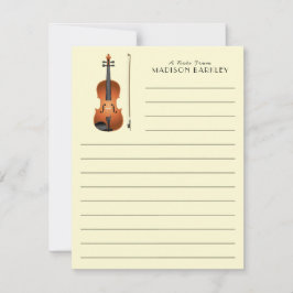 Cartão De Agradecimento Musicário de Professores de Música Viola Violin