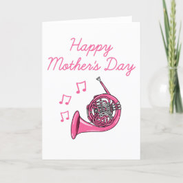 Cartão De Agradecimento Musico de latão do Dia de as mães do Corno francês