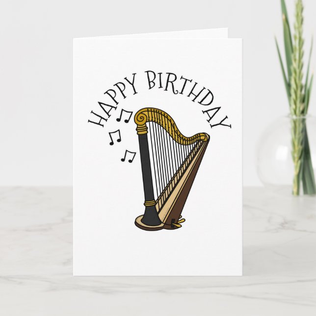 Cartão De Agradecimento Músico de String Harp Birthday Card Harpist (Frente)