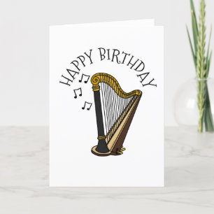 Cartão De Agradecimento Músico de String Harp Birthday Card Harpist