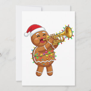 Cartão De Agradecimento Músico Feliz de Biscoito de Gengibre Tocando Tromp
