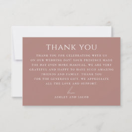 Cartão De Agradecimento Muted Rosewood Romantic Wedding | Minimalist Сlean