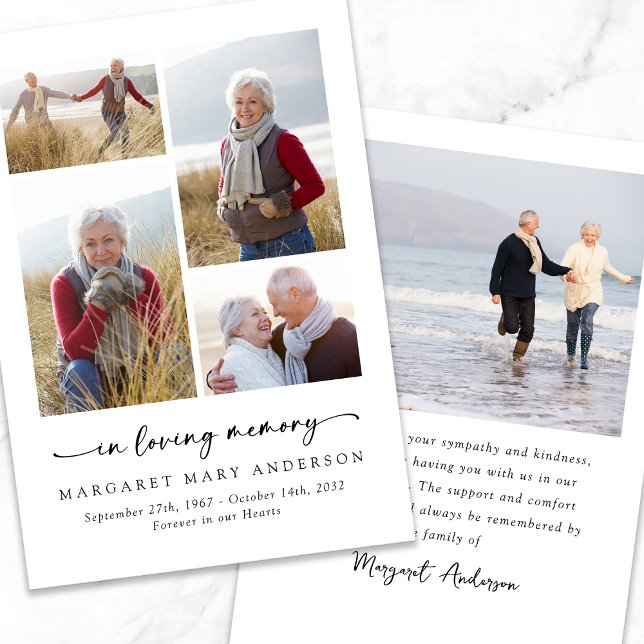 Cartão De Agradecimento Na Memória Adorável Cinco Fotos Simpatia Funeral (Criador carregado)