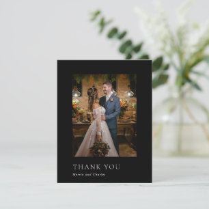 Cartão De Agradecimento Na moda Black Photo Modern Wedding
