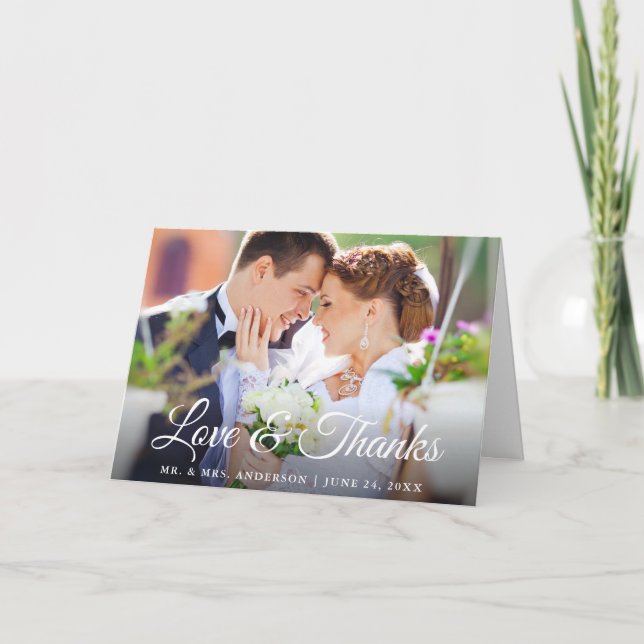 Cartão De Agradecimento Na moda Caligrafia Obrigados De Amor Dobra (Frente)