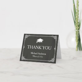 Cartão De Agradecimento Na moda Chalkboard Formando Graduação Obrigado