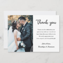 Cartão De Agradecimento Na moda Chic Elegant Noiva E Foto De Casamento De