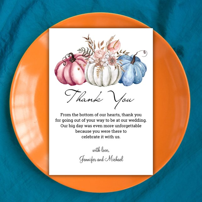 Cartão De Agradecimento na moda de outono: casamento de abóboras (Criador carregado)