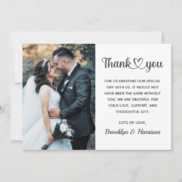 Cartão De Agradecimento Na moda Elegante Chic Bride E Foto De Casamento De