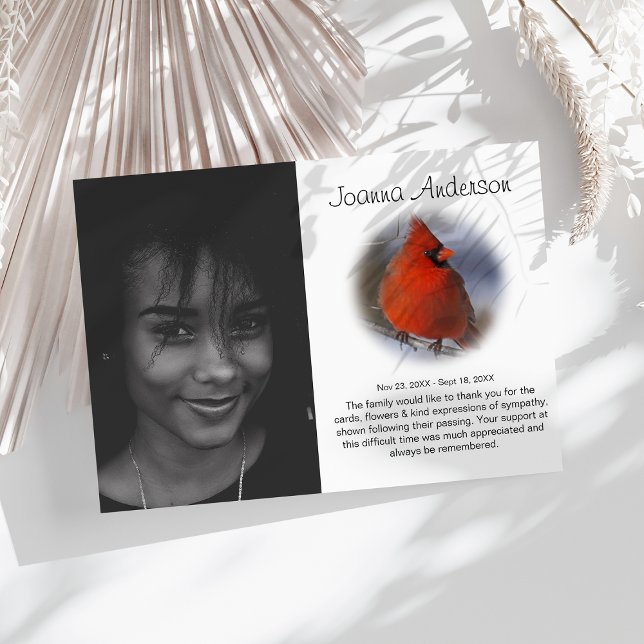 Cartão De Agradecimento Na moda Foto do Funeral Vermelho do Cardeal Obriga (Criador carregado)