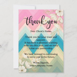 Cartão De Agradecimento Na moda Pastel Floral Small Business Apreciação