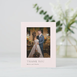 Cartão De Agradecimento Na moda Pink Foto Moderno Casamento