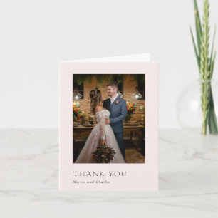 Cartão De Agradecimento Na moda Pink Foto Moderno Casamento