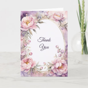 Cartão De Agradecimento Na moda Pink Peony Watercolor