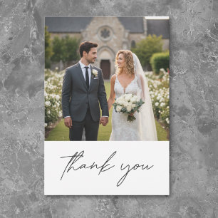 Cartão De Agradecimento Nada Chique Apenas Amor Minimalista Foto Casamento