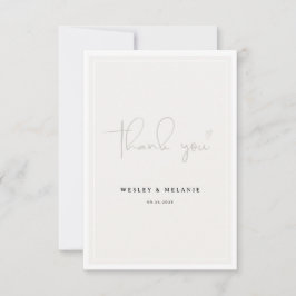Cartão De Agradecimento Nada de Luxo, Apenas Amor Casamento Bege Elegante
