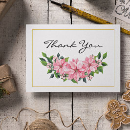 Cartão De Agradecimento Name || Poinsettia Christmas Party Thank You Card