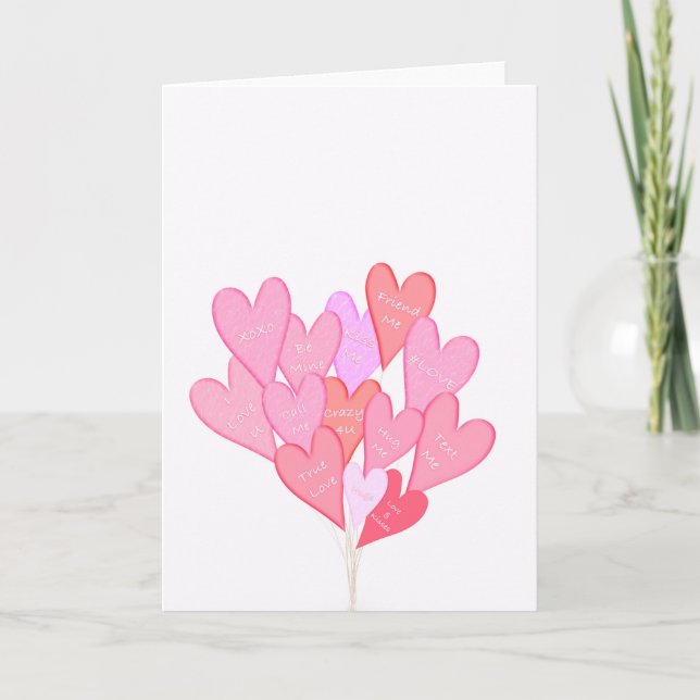 Cartão De Agradecimento Namorados Hearts Balões (Frente)