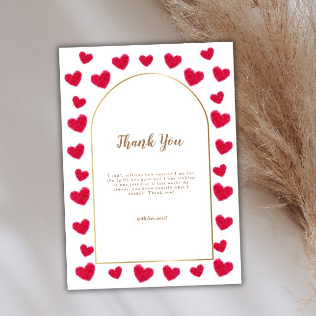 Cartão De Agradecimento Namorados Red Little Swetheart Arch (Red Little Sweetheart Arch Valentines Baby Shower Thank You Card)