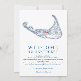 Cartão De Agradecimento Nantucket MÃE Wedding Welcome Itinerary Marinho Bl