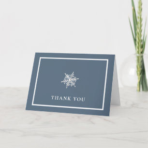 Cartão De Agradecimento Nany Blue Modern Snowflake Frame Chá de fraldas