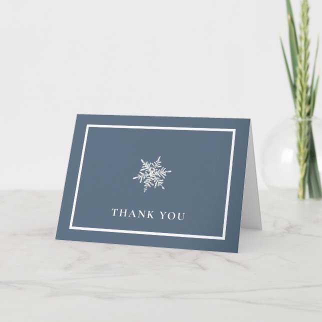 Cartão De Agradecimento Nany Blue Modern Snowflake Frame Chá de fraldas (Frente)
