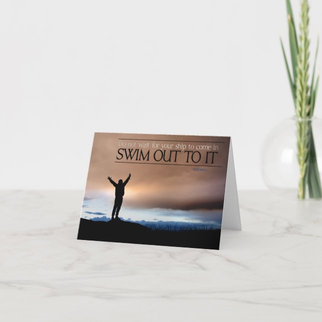 Cartão De Agradecimento "Não espere pela sua nave" Cotação Inspiracional (Frente)