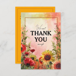 Cartão De Agradecimento 🌻 Não podemos obrigado-lo de Petais Sunny e Scarl