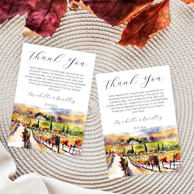 Cartão De Agradecimento Napa Valley vineycolor (Vineyard Napa valley watercolor thank you cards for wedding bridal shower)