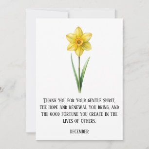Cartão De Agradecimento NARCISO FLOR DE NASCIMENTO DE DEZEMBRO EM Aquarela