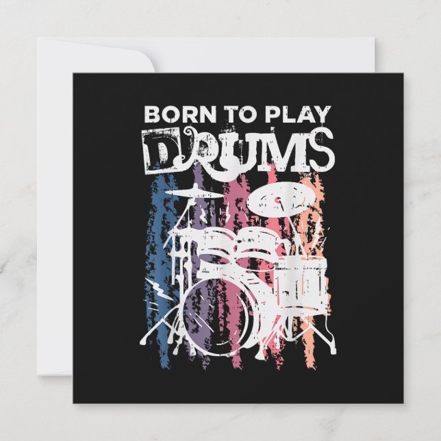 Cartão De Agradecimento Nascer Para Tocar Drumm Drumming Rock Music Banda  (Frente)