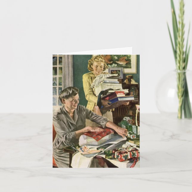 Cartão De Agradecimento Natais vintages Obrigado (Frente)