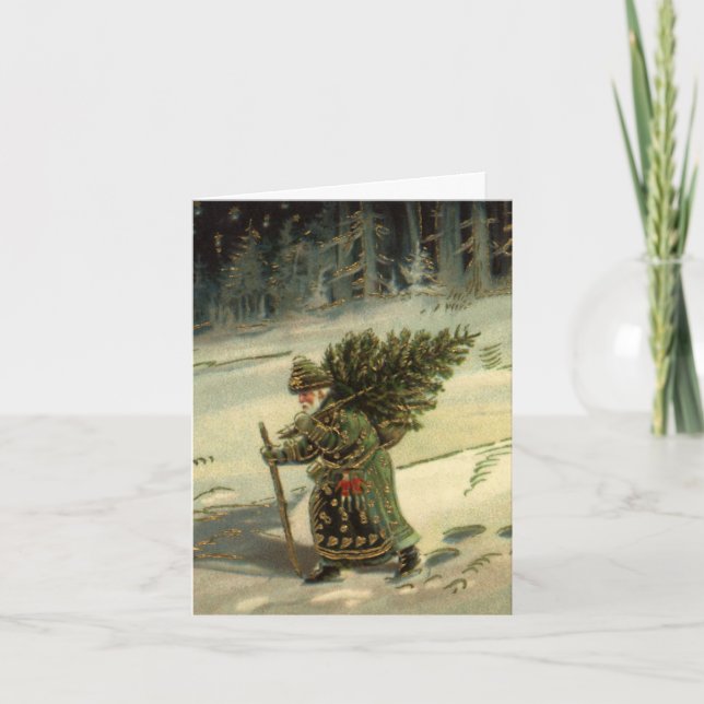 Cartão De Agradecimento Natais vintages Obrigado (Frente)