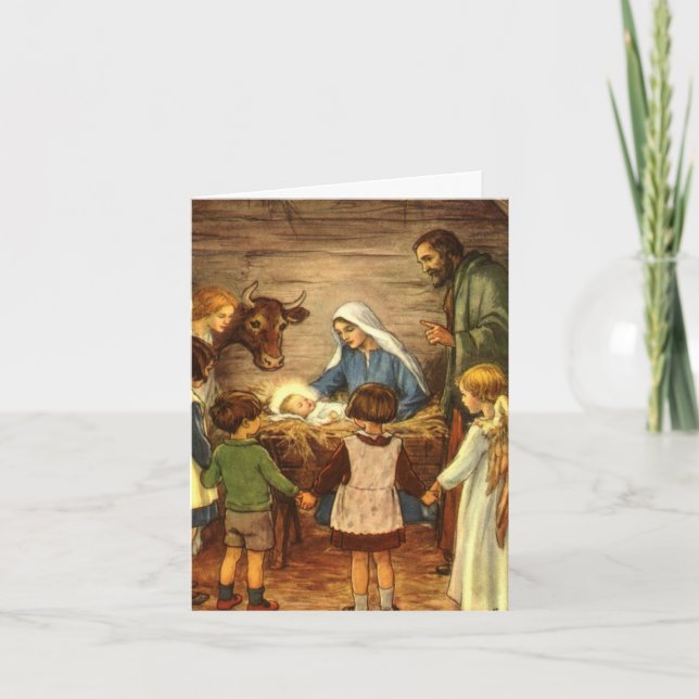 Cartão De Agradecimento Natais vintages Obrigado (Frente)