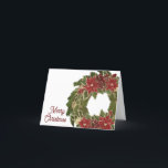 Cartão De Agradecimento Natais vintages Poinsettias Wreath Greeting Card<br><div class="desc">Esta elegante design de vintage apresenta uma coroa de Natal com poinsettias. Clique no botão personalizar para obter mais flexibilidade na modificação do texto e dos gráficos! No nosso compro, estão disponíveis variantes desta design, bem como produtos de coordenação, zazzle.com/store/doodlelulu. Entre em contato conosco se precisar deste design aplicado a...</div>