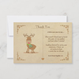 Cartão De Agradecimento Natais vintages Reindeer Obrigado Nota Placa