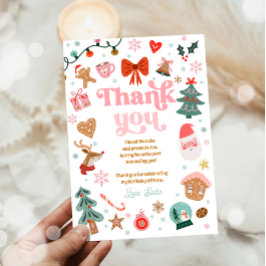 Cartão de Agradecimento Natal Aniversário Rosa Fer