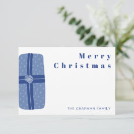 Cartão De Agradecimento Natal Azul Férias Família Obrigado