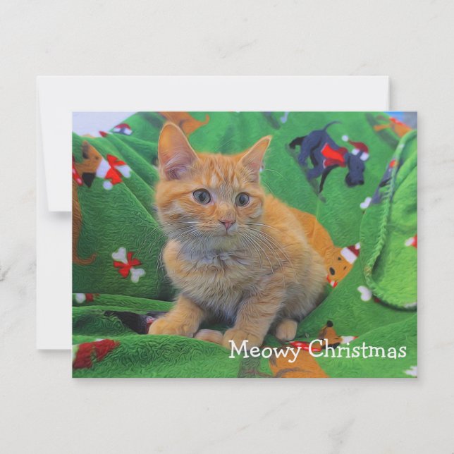 Cartão De Agradecimento Natal de Meowy (Frente)