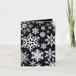 Cartão De Agradecimento Natal do Floco de Neve Preto e Branco