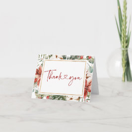 Cartão De Agradecimento Natal Inverno Vermelho Verde Dourado Casamento