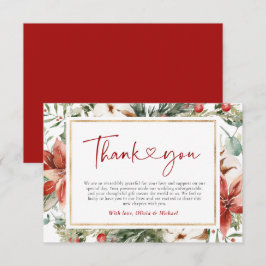 Cartão De Agradecimento Natal Inverno Vermelho Verde Dourado Casamento